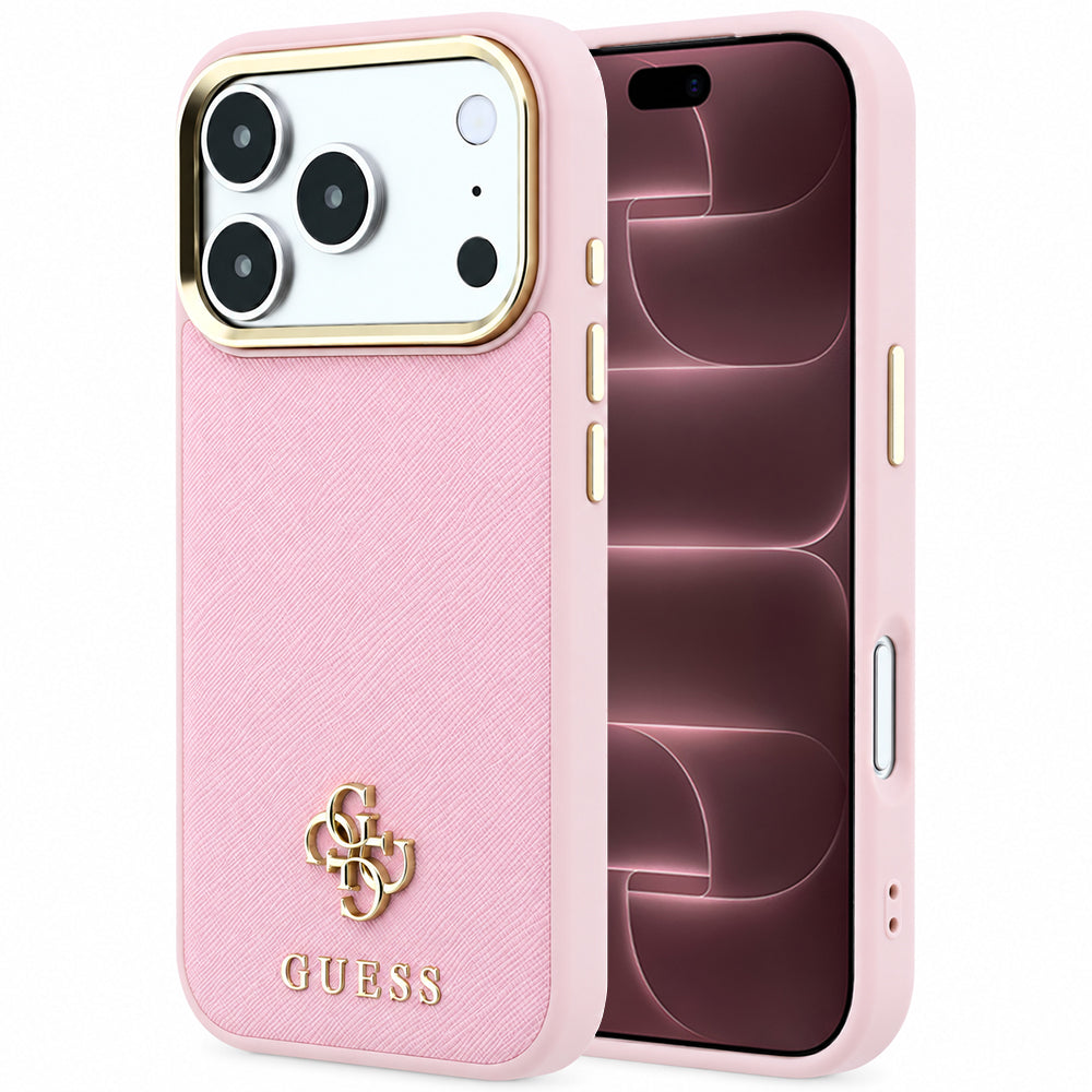 MagSafe-deksel for Apple iPhone 18 Pro Max / 17 Pro Max, Guess, Saffiano Small 4G Classic, Rosa