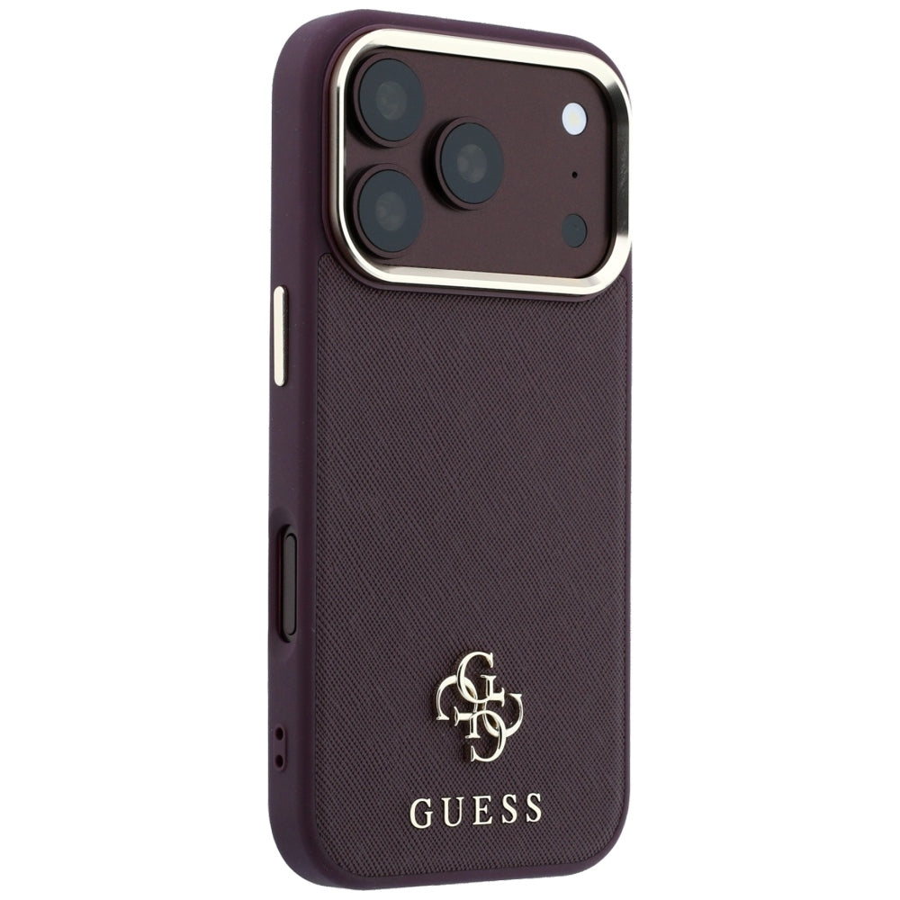 MagSafe-deksel for Apple iPhone 18 Pro Max / 17 Pro Max, Guess, Saffiano Small 4G Classic, Burgunder