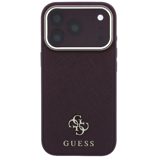 MagSafe-deksel for Apple iPhone 18 Pro Max / 17 Pro Max, Guess, Saffiano Small 4G Classic, Burgunder