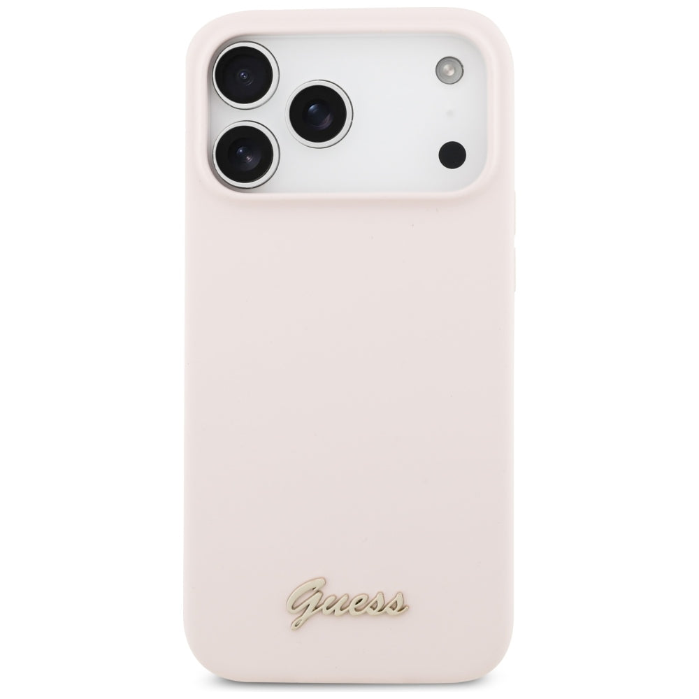 MagSafe-deksel for Apple iPhone 18 Pro Max / 17 Pro Max, Guess, Script Metal Logo, Rosa