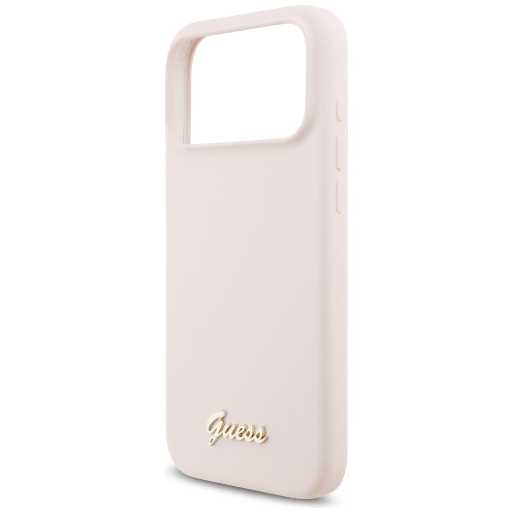 MagSafe-deksel for Apple iPhone 18 Pro Max / 17 Pro Max, Guess, Script Metal Logo, Rosa