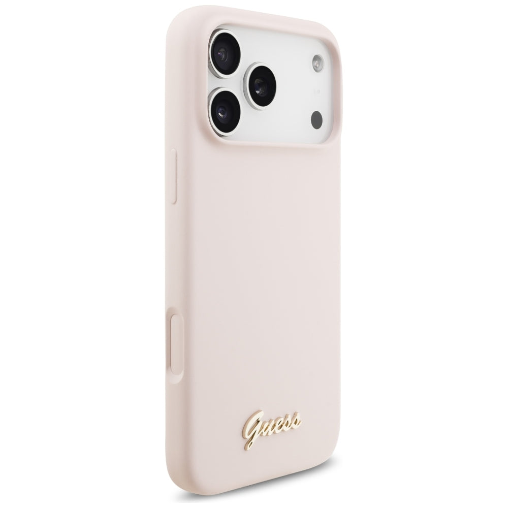 MagSafe-deksel for Apple iPhone 18 Pro Max / 17 Pro Max, Guess, Script Metal Logo, Rosa