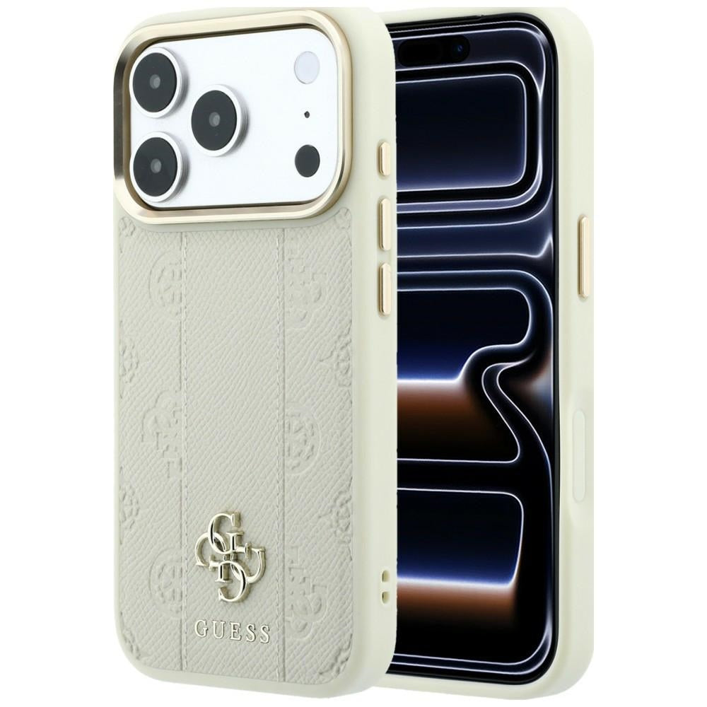 MagSafe-deksel for Apple iPhone 18 Pro Max / 17 Pro Max, Guess, Stripe Peony 4G, Beige