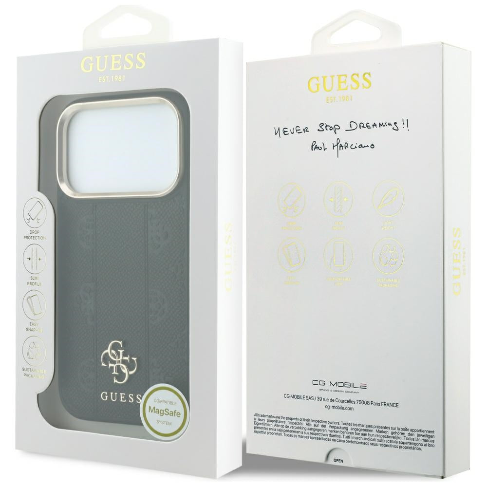 MagSafe-deksel for Apple iPhone 18 Pro Max / 17 Pro Max, Guess, Stripe Peony 4G, Svart