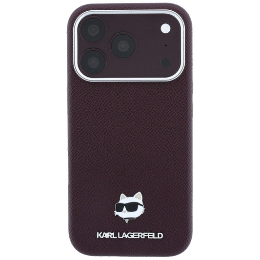 MagSafe-deksel for Apple iPhone 18 Pro Max / 17 Pro Max, Karl Lagerfeld, Grained Choupette Head, Burgunder