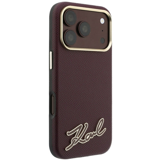 MagSafe-deksel for Apple iPhone 18 Pro Max / 17 Pro Max, Karl Lagerfeld, Kornet Harpiks Skilt Logo, Burgunder