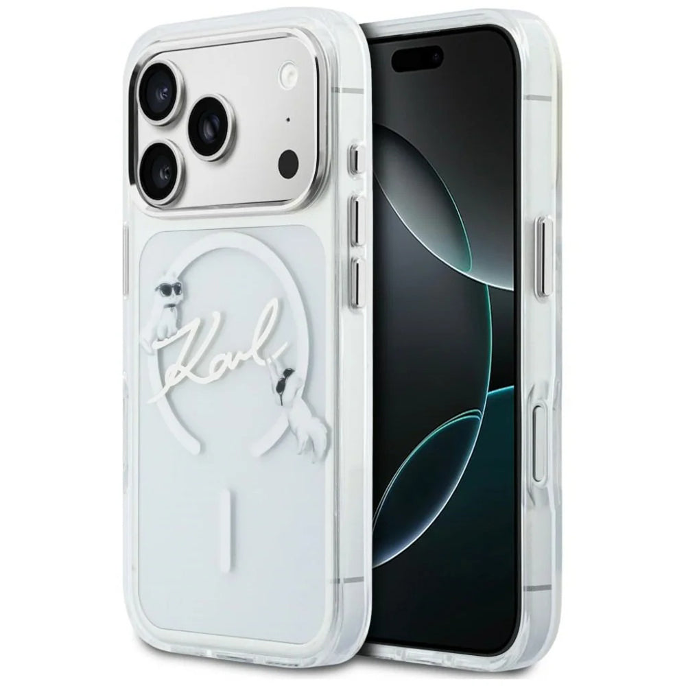 MagSafe-deksel for Apple iPhone 18 Pro Max / 17 Pro Max, Karl Lagerfeld, IML Choupette Karl Script Logo, Transparent