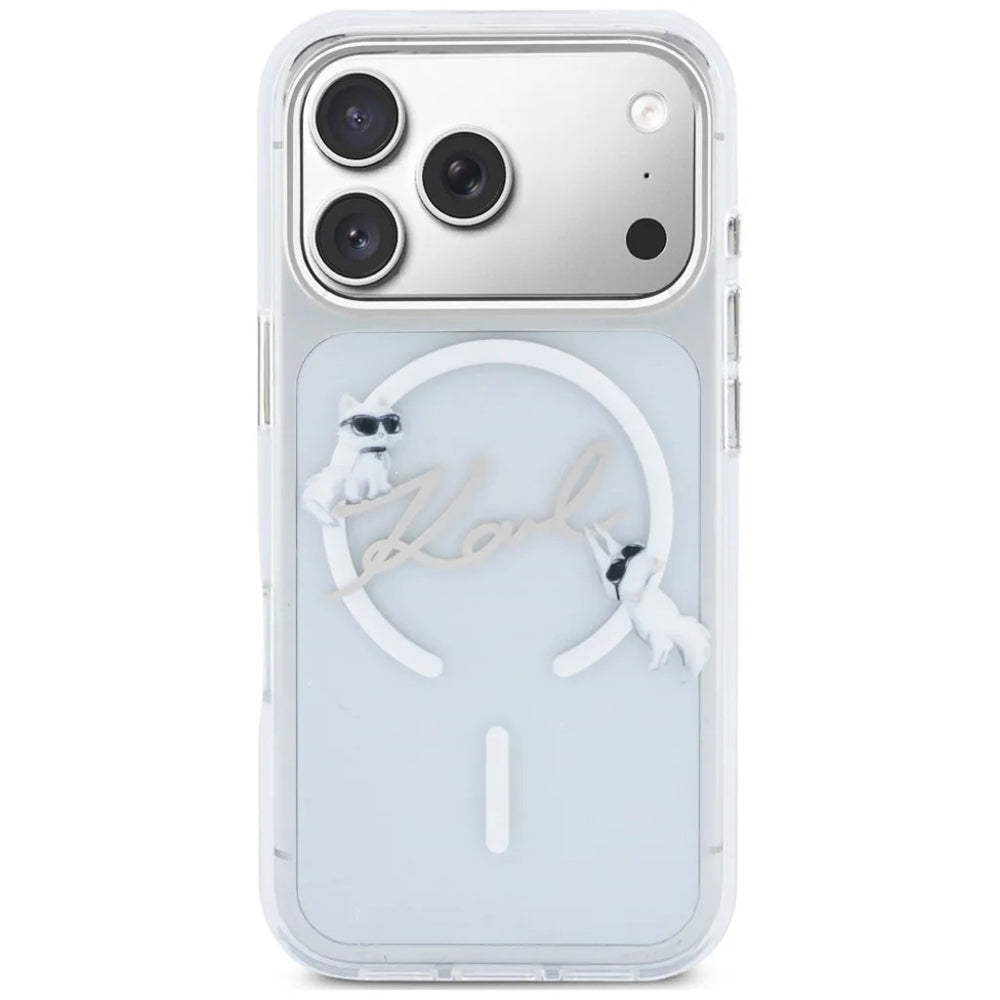 MagSafe-deksel for Apple iPhone 18 Pro Max / 17 Pro Max, Karl Lagerfeld, IML Choupette Karl Script Logo, Transparent