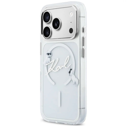 MagSafe-deksel for Apple iPhone 18 Pro Max / 17 Pro Max, Karl Lagerfeld, IML Choupette Karl Script Logo, Transparent