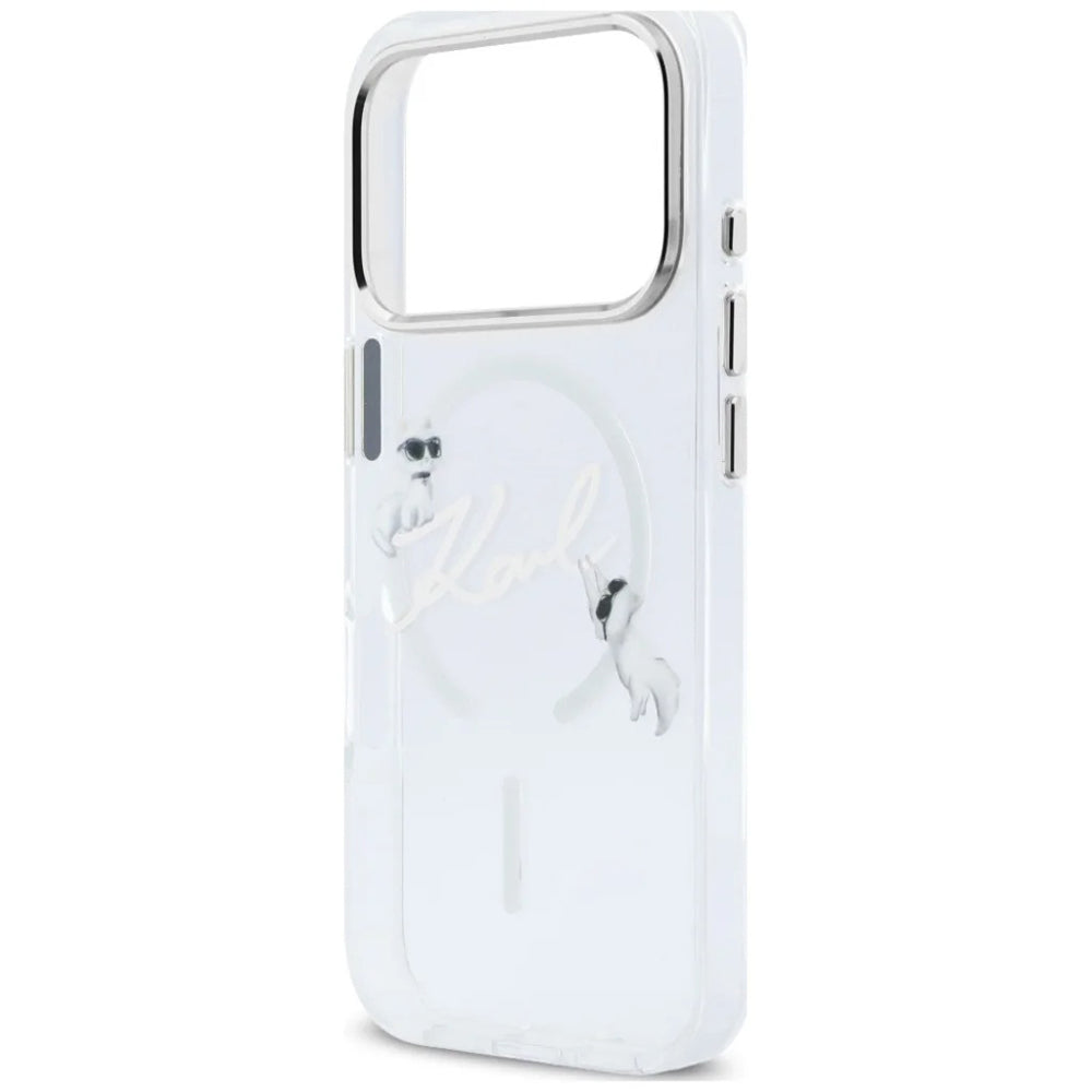 MagSafe-deksel for Apple iPhone 18 Pro Max / 17 Pro Max, Karl Lagerfeld, IML Choupette Karl Script Logo, Transparent