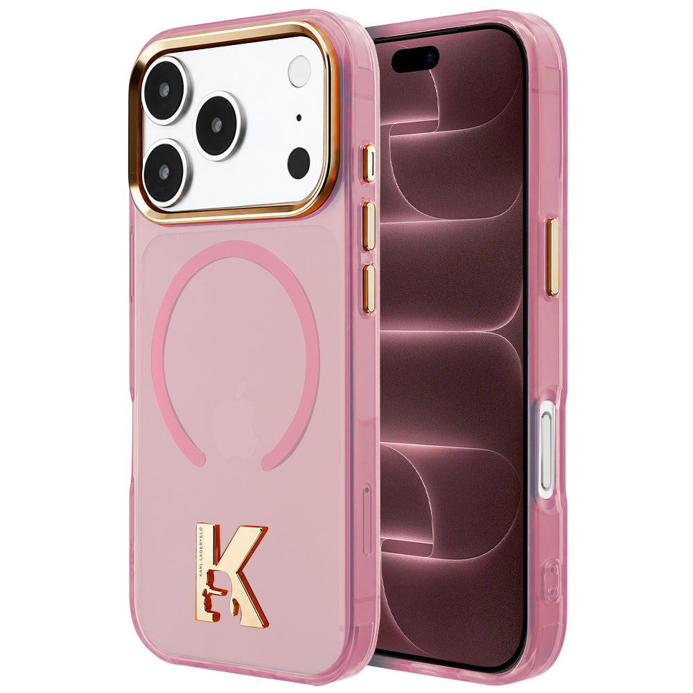 MagSafe-deksel til Apple iPhone 18 Pro Max / 17 Pro Max, Karl Lagerfeld, IML Karl Head-logo, rosa