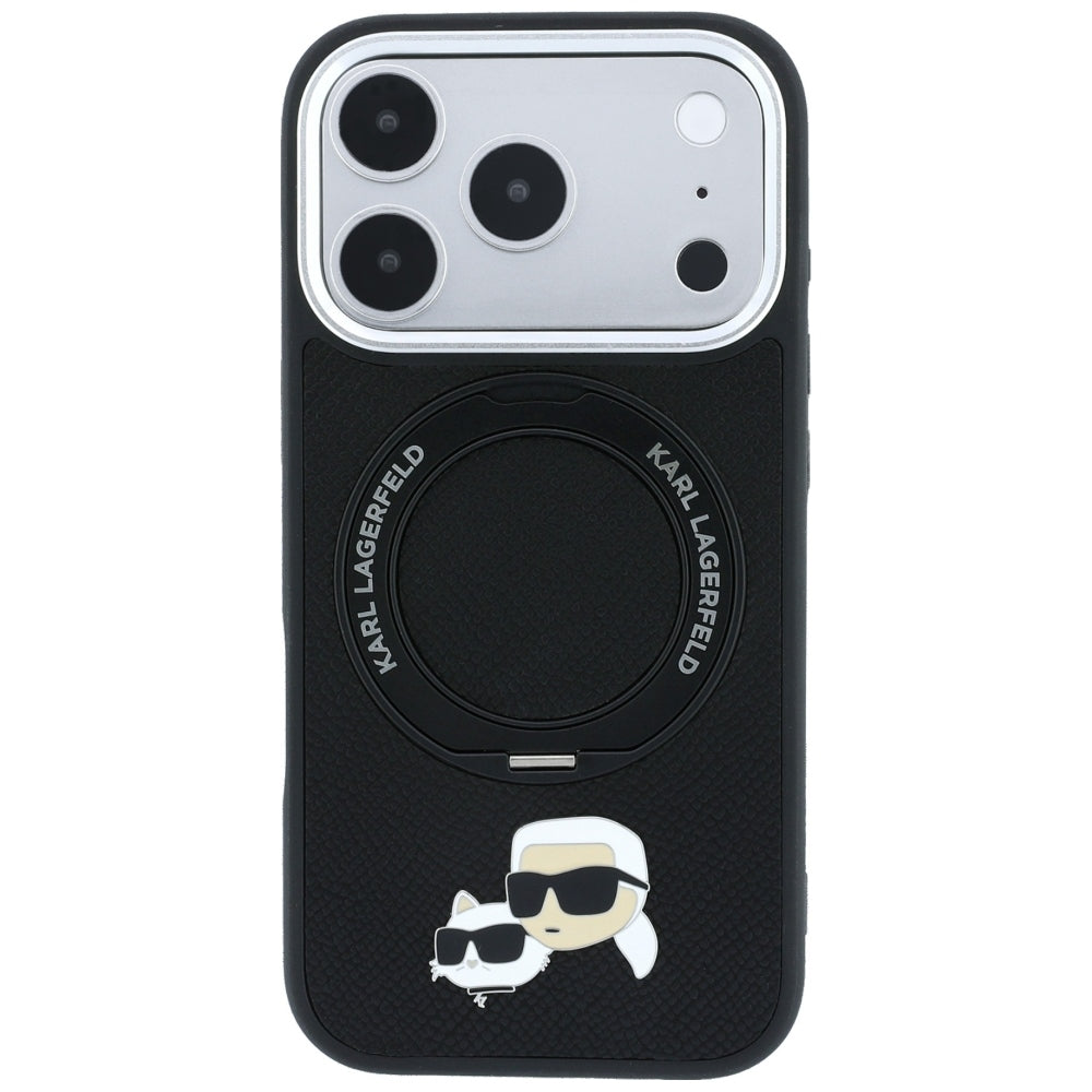 MagSafe-deksel for Apple iPhone 18 Pro Max / 17 Pro Max, Karl Lagerfeld, Ring Stand 360 Karl & Choupette Pin, Svart
