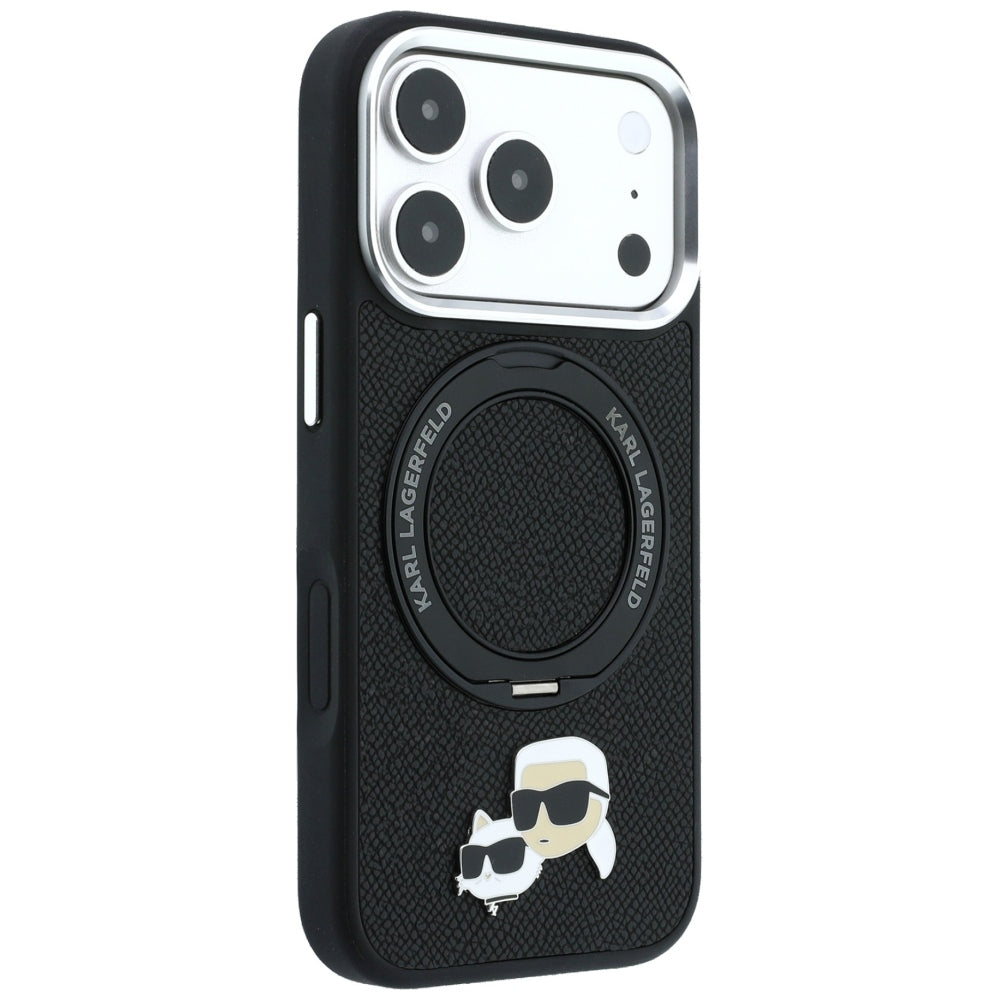 MagSafe-deksel for Apple iPhone 18 Pro Max / 17 Pro Max, Karl Lagerfeld, Ring Stand 360 Karl & Choupette Pin, Svart