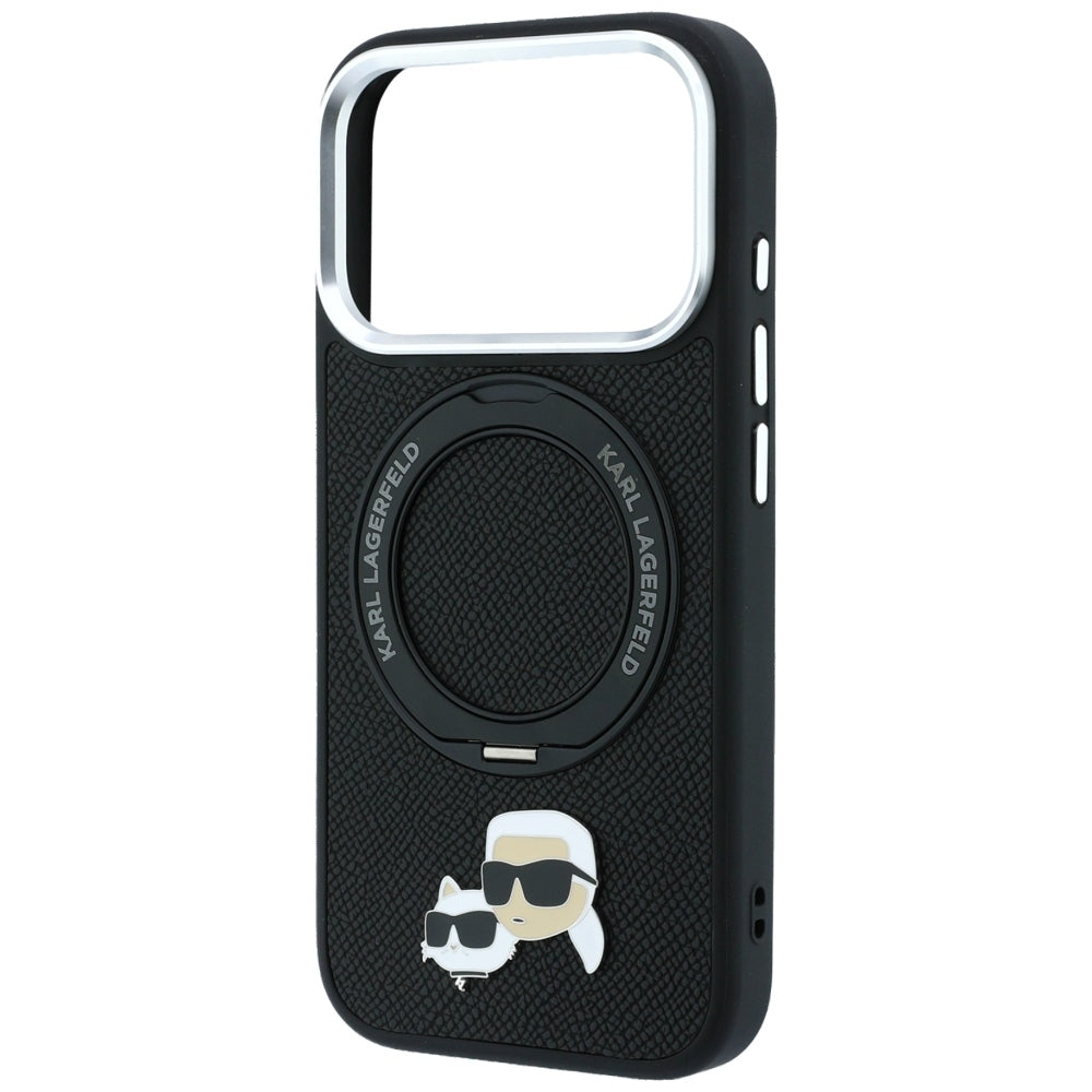 MagSafe-deksel for Apple iPhone 18 Pro Max / 17 Pro Max, Karl Lagerfeld, Ring Stand 360 Karl & Choupette Pin, Svart