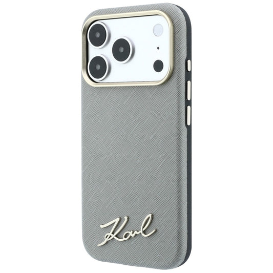 MagSafe-deksel for Apple iPhone 18 Pro Max / 17 Pro Max, Karl Lagerfeld, Saffiano Small Script Metal Logo, Beige
