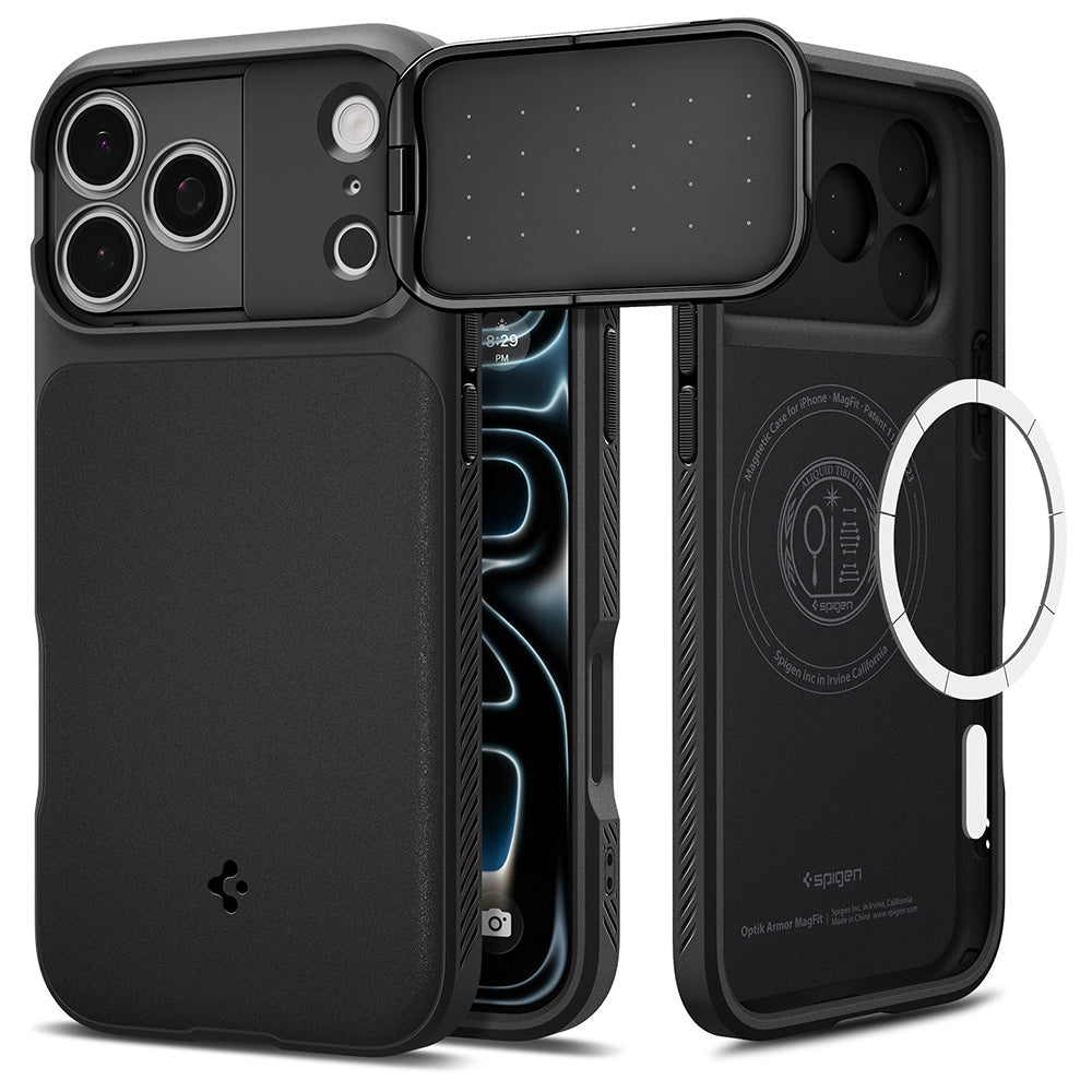 MagSafe-deksel for Apple iPhone 18 Pro Max / 17 Pro Max, Spigen, Optik Armor, Svart ACS09900