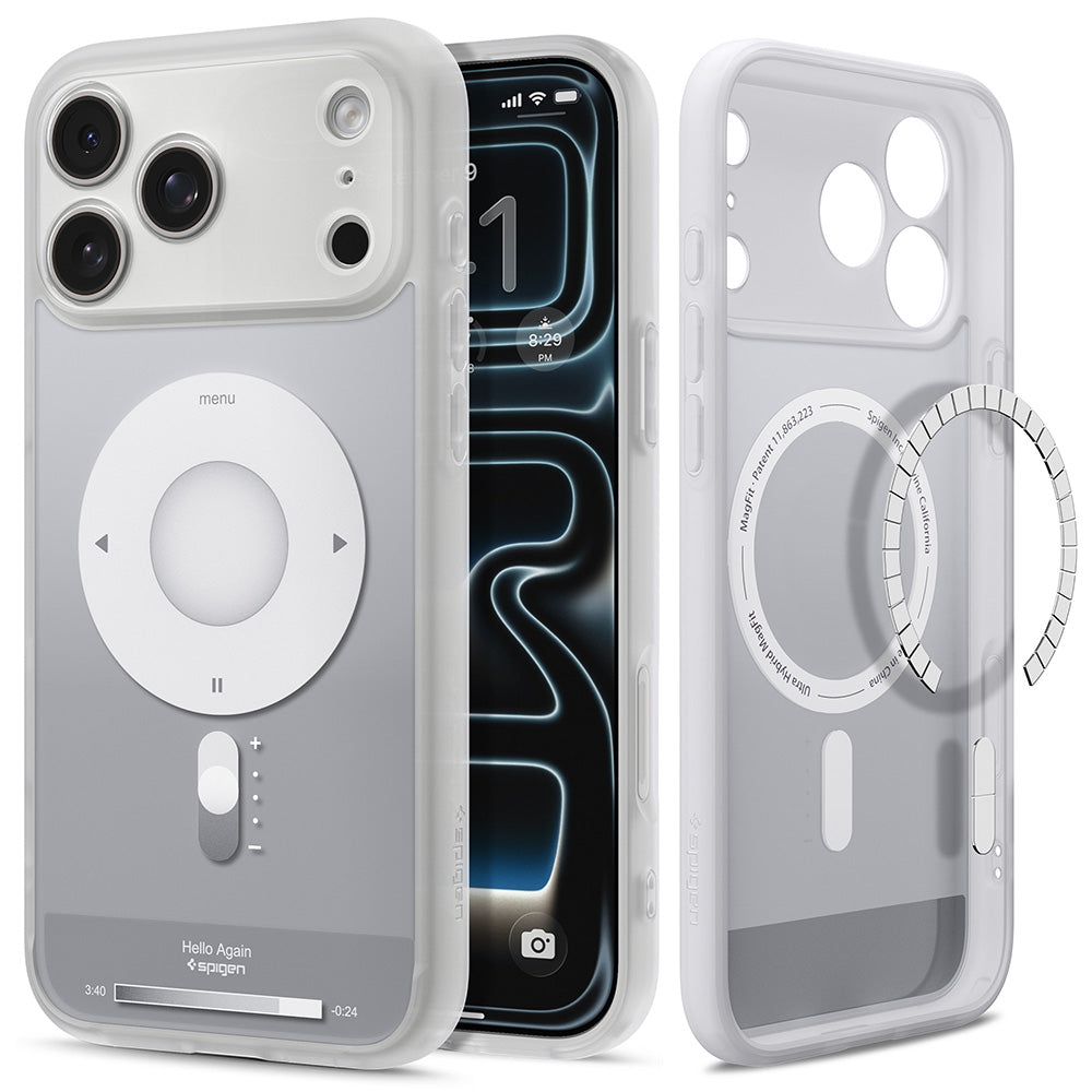MagSafe-deksel for Apple iPhone 18 Pro Max / 17 Pro Max, Spigen, Ultra Hybrid Classic, Sølv ACS12130