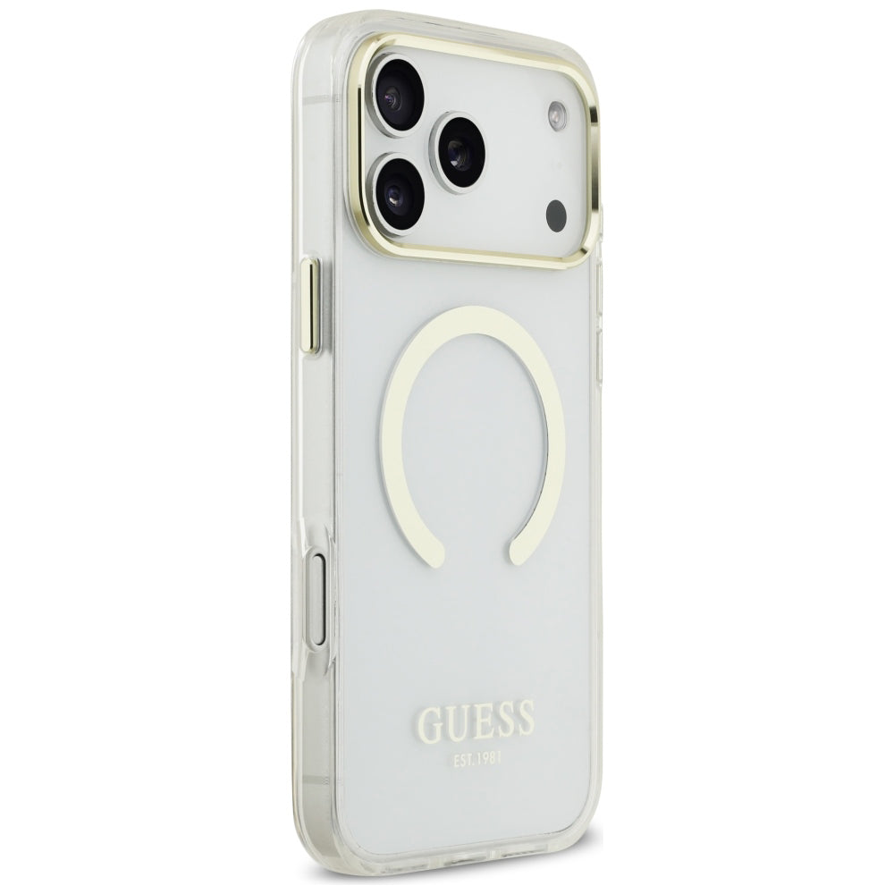 MagSafe-deksel for Apple iPhone 18 Pro Max, Guess, Metal Outline, Gullfarget