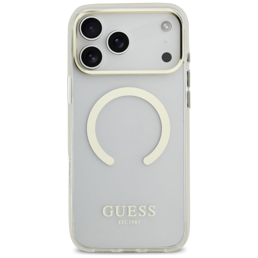 MagSafe-deksel for Apple iPhone 18 Pro Max, Guess, Metal Outline, Gullfarget
