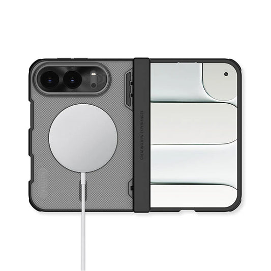MagSafe-deksel til Apple iPhone Duo, Nillkin Super Frosted Shield, svart, gjennomsiktig med satengfinish
