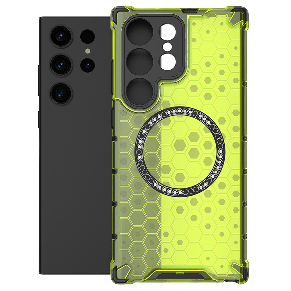 MagSafe-deksel for Samsung Galaxy S25 Ultra S938, Techsuit, HoneyComb Shield, Grønn