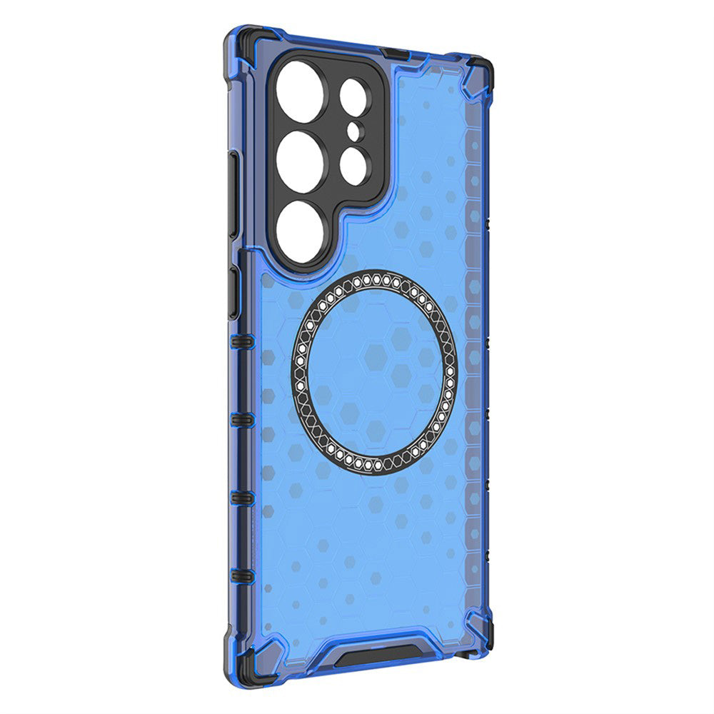 MagSafe-deksel for Samsung Galaxy S24 Ultra S928, Techsuit, HoneyComb Shield, Blå