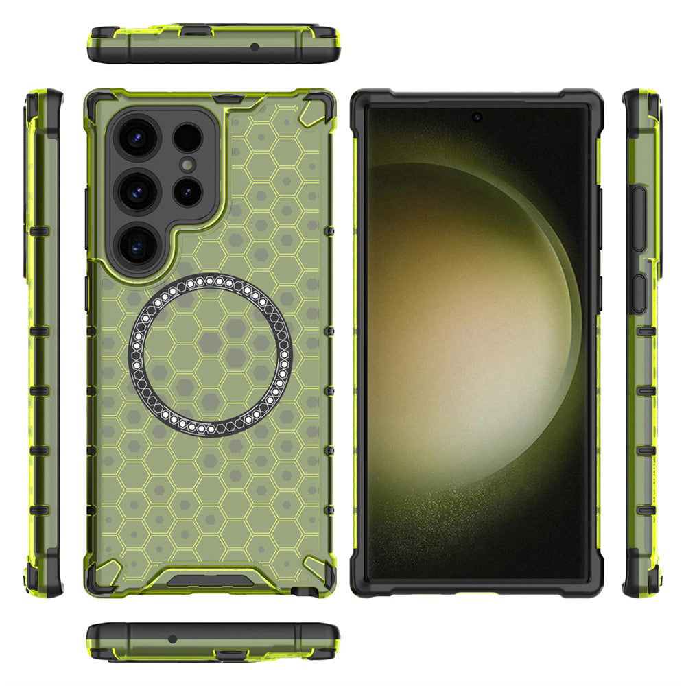 MagSafe-deksel for Samsung Galaxy S25 Ultra S938, Techsuit, HoneyComb Shield, Grønn