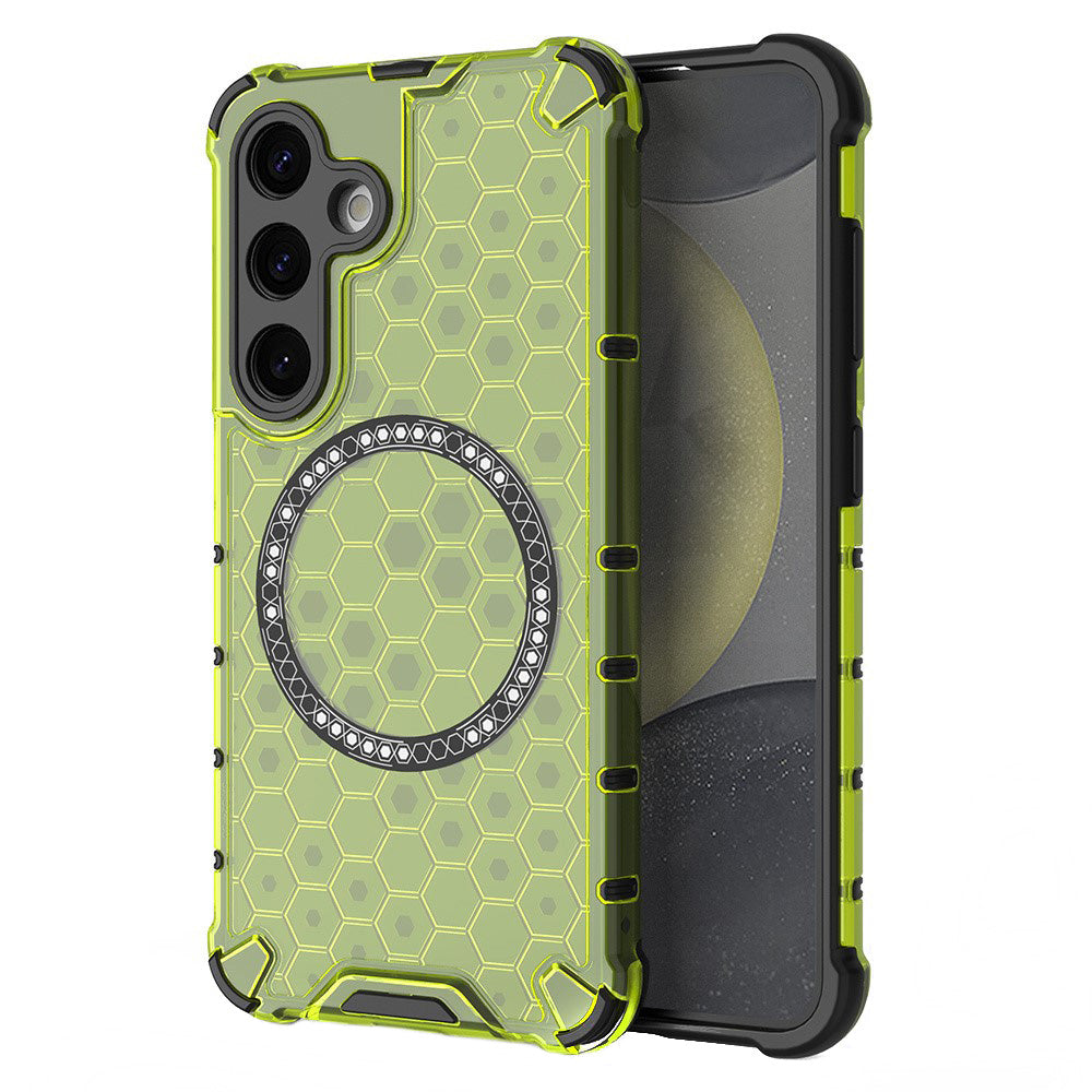 MagSafe-deksel for Samsung Galaxy S25 S931, Techsuit, HoneyComb Shield, Grønn