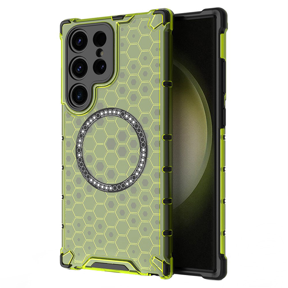 MagSafe-deksel for Samsung Galaxy S25 Ultra S938, Techsuit, HoneyComb Shield, Grønn