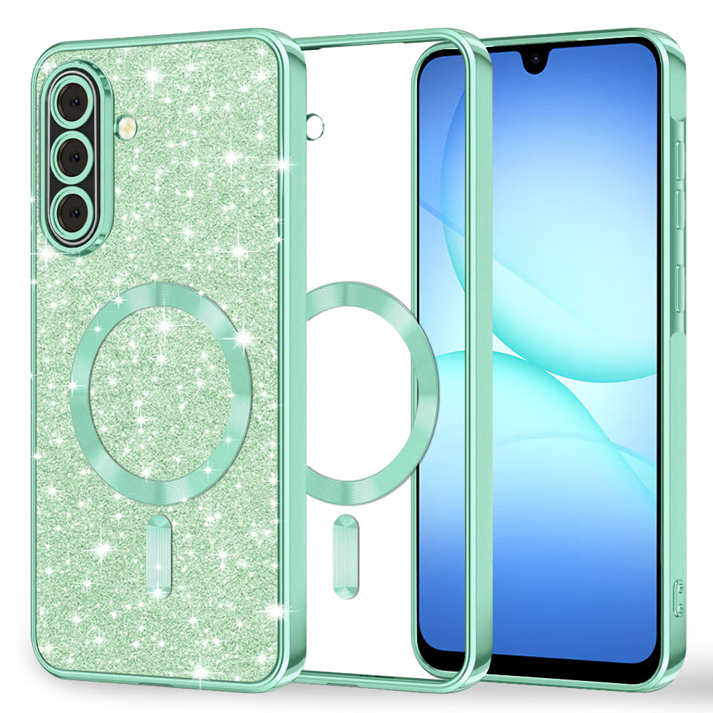 MagSafe-deksel for Samsung Galaxy A17 4G / A17 5G, Techsuit, Luxury Glitter, Lys grønn