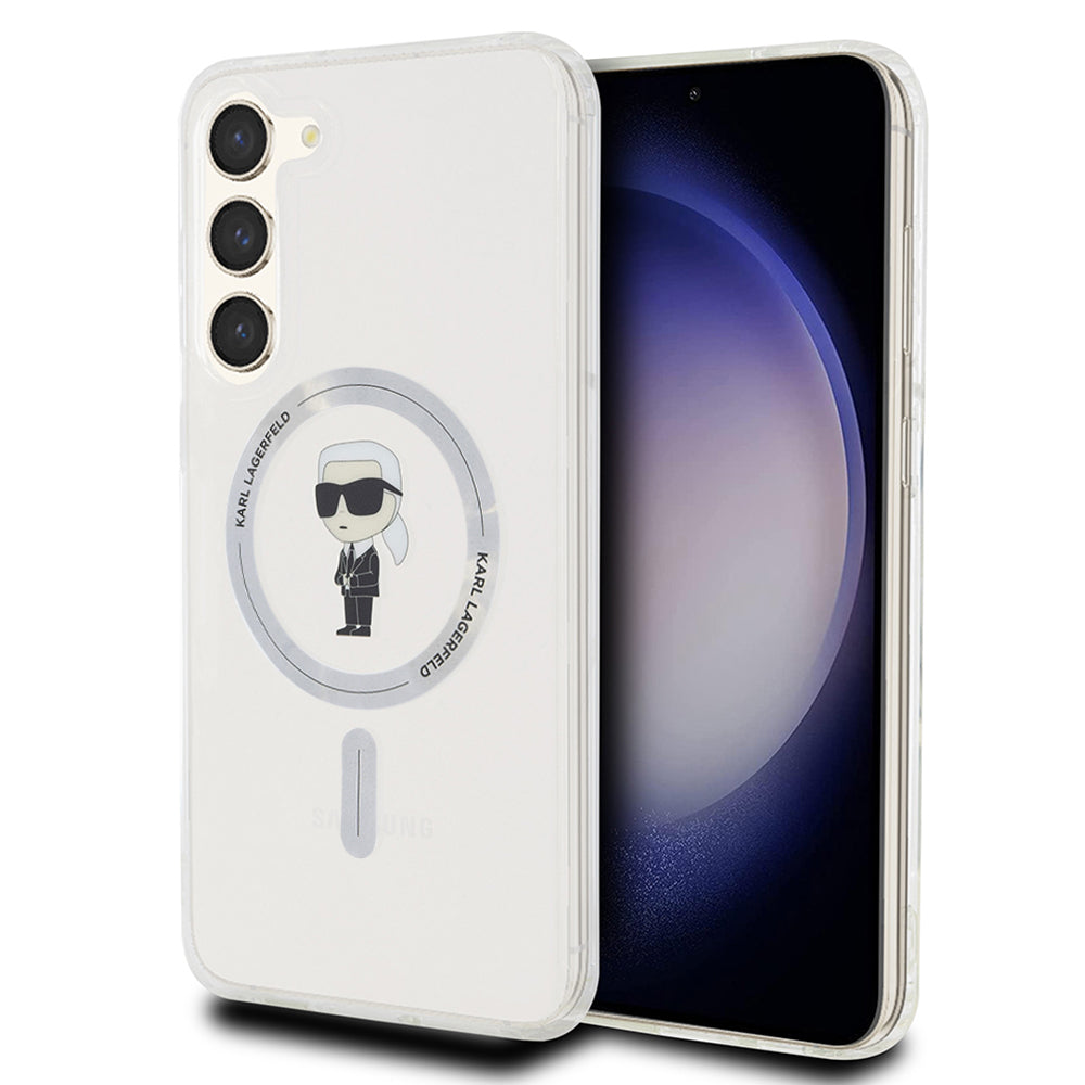 MagSafe-deksel for Samsung Galaxy S23+ S916, Karl Lagerfeld, IML Ikonik Karl, Gjennomsiktig