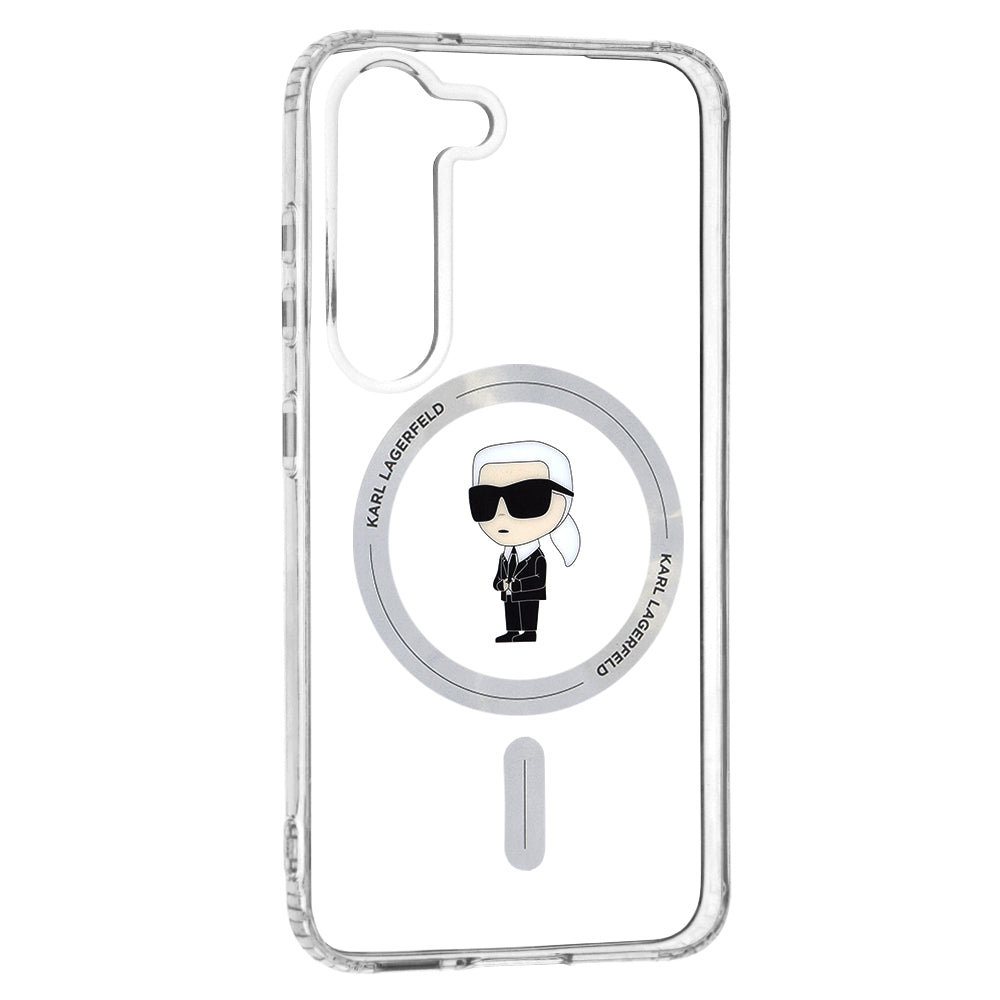 MagSafe-deksel for Samsung Galaxy S23 S911, Karl Lagerfeld, IML Ikonik Karl, Gjennomsiktig