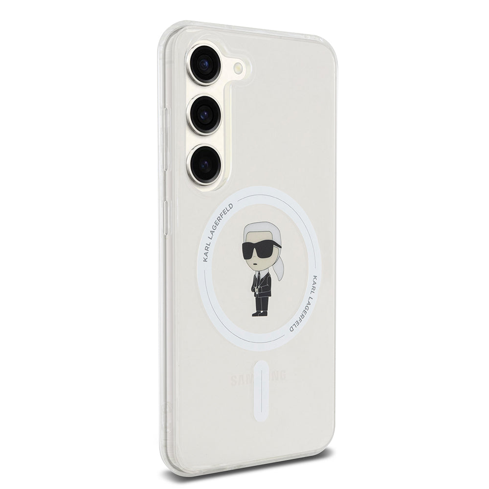 MagSafe-deksel for Samsung Galaxy S23 S911, Karl Lagerfeld, IML Ikonik Karl, Gjennomsiktig