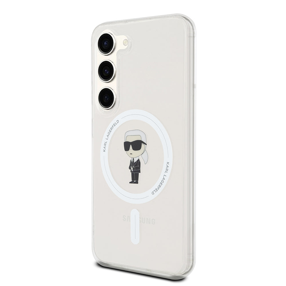 MagSafe-deksel for Samsung Galaxy S23 S911, Karl Lagerfeld, IML Ikonik Karl, Gjennomsiktig