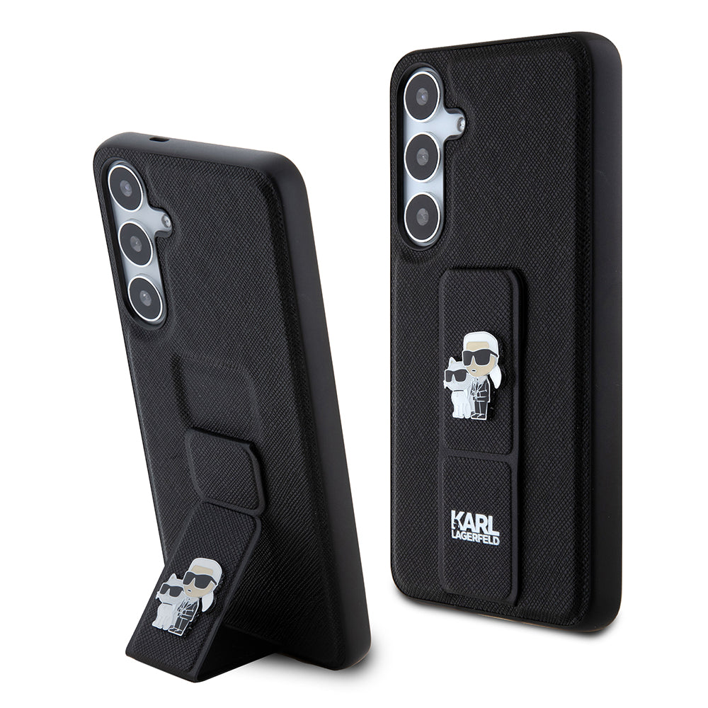 MagSafe-deksel for Samsung Galaxy S24+ S926, Karl Lagerfeld, Saffiano Gripstand Karl & Choupette, Svart