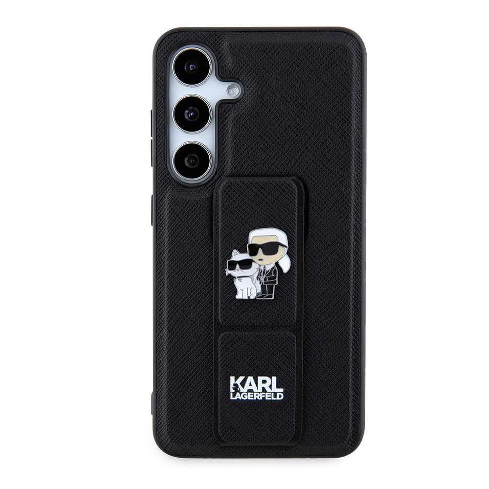 MagSafe-deksel for Samsung Galaxy S24 S921, Karl Lagerfeld, Saffiano Gripstand Karl & Choupette, Svart