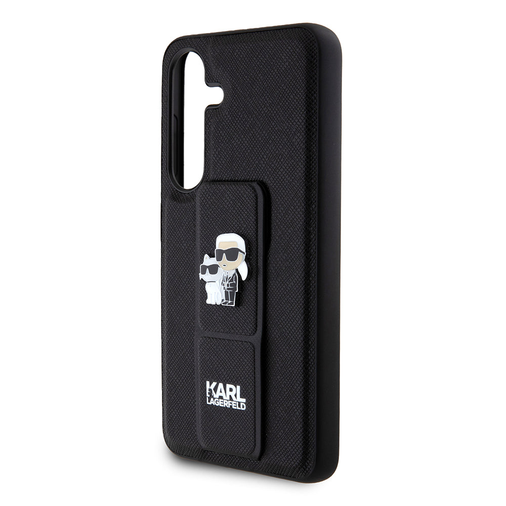 MagSafe-deksel for Samsung Galaxy S24 S921, Karl Lagerfeld, Saffiano Gripstand Karl & Choupette, Svart