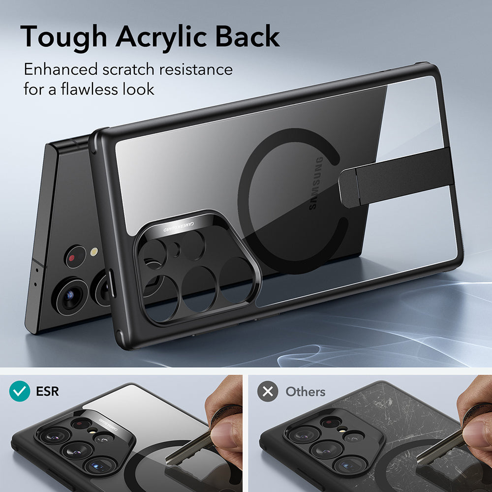 MagSafe-deksel for Samsung Galaxy S24 Ultra S928, ESR, Boost Flickstand, Gjennomsiktig Svart