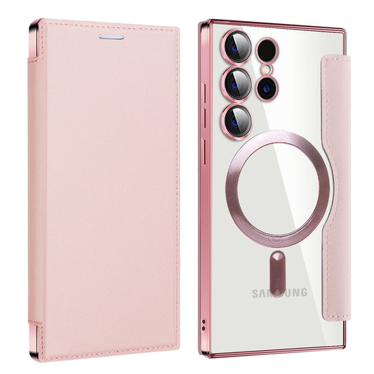 MagSafe-deksel for Samsung Galaxy S24 Ultra S928, Techsuit, SmartMag Book, Rosa