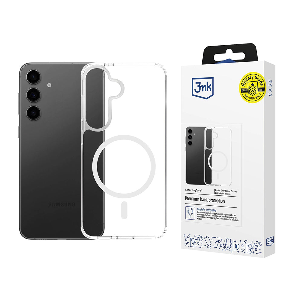 MagSafe-deksel for Samsung Galaxy S25 FE, 3MK, Armor MagCase, Gjennomsiktig