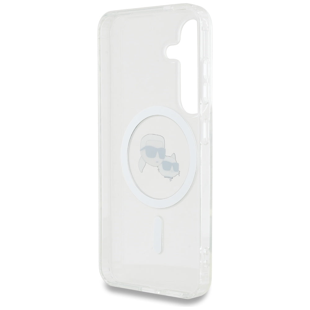 MagSafe-deksel for Samsung Galaxy S25+ S936, Karl Lagerfeld, IML Metal Karl & Choupette's Heads, Sølv