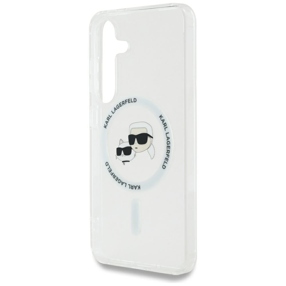 MagSafe-deksel for Samsung Galaxy S25+ S936, Karl Lagerfeld, IML Metal Karl & Choupette's Heads, Sølv