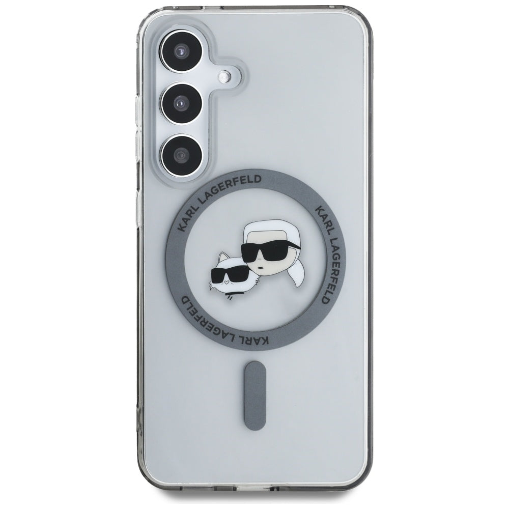 MagSafe-deksel for Samsung Galaxy S25+ S936, Karl Lagerfeld, IML Metal Karl & Choupette's Heads, Svart