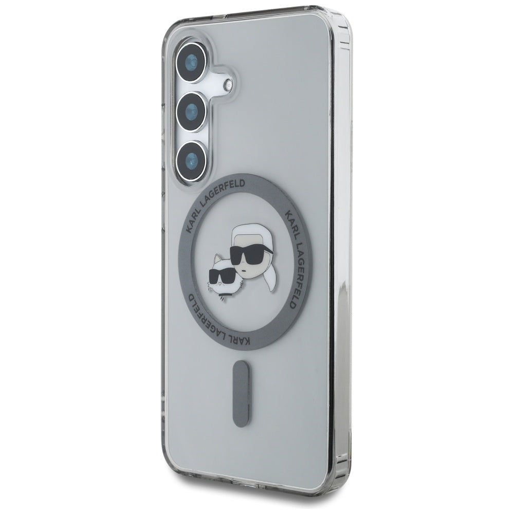 MagSafe-deksel for Samsung Galaxy S25+ S936, Karl Lagerfeld, IML Metal Karl & Choupette's Heads, Svart