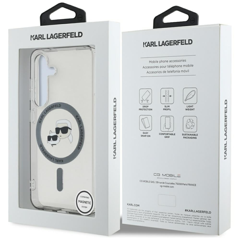 MagSafe-deksel for Samsung Galaxy S25+ S936, Karl Lagerfeld, IML Metal Karl & Choupette's Heads, Svart