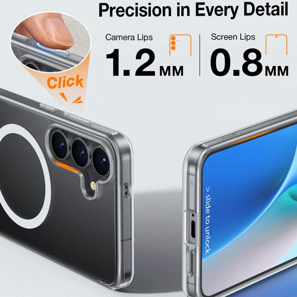 MagSafe-deksel for Samsung Galaxy S25+ S936, Torras, Pstand, Gjennomsiktig