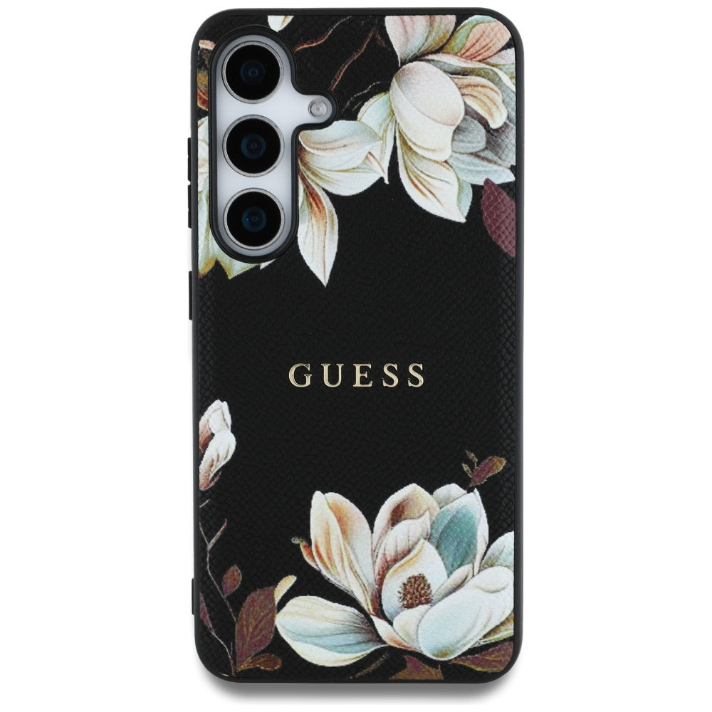 MagSafe-deksel for Samsung Galaxy S25 S931, Guess, Grained Flowers, Svart