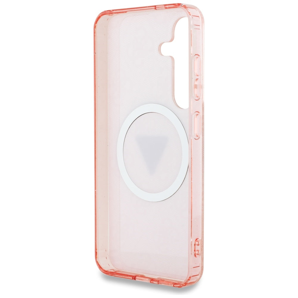 MagSafe-deksel for Samsung Galaxy S25 S931, Guess, IML Glitter 4G Circle Triangle, Rosa