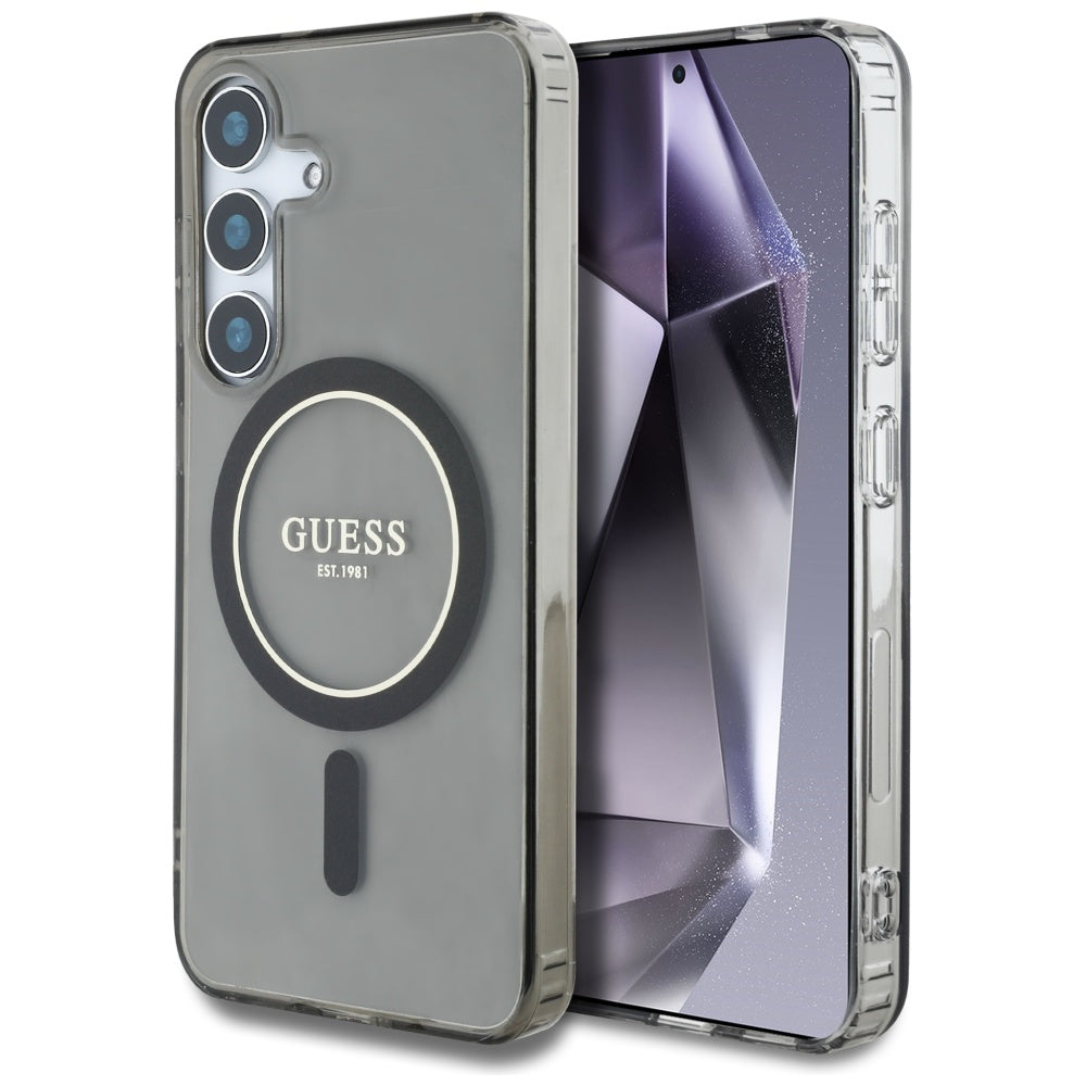 MagSafe-deksel for Samsung Galaxy S25 S931, Guess, IML Glitter Circle, Svart
