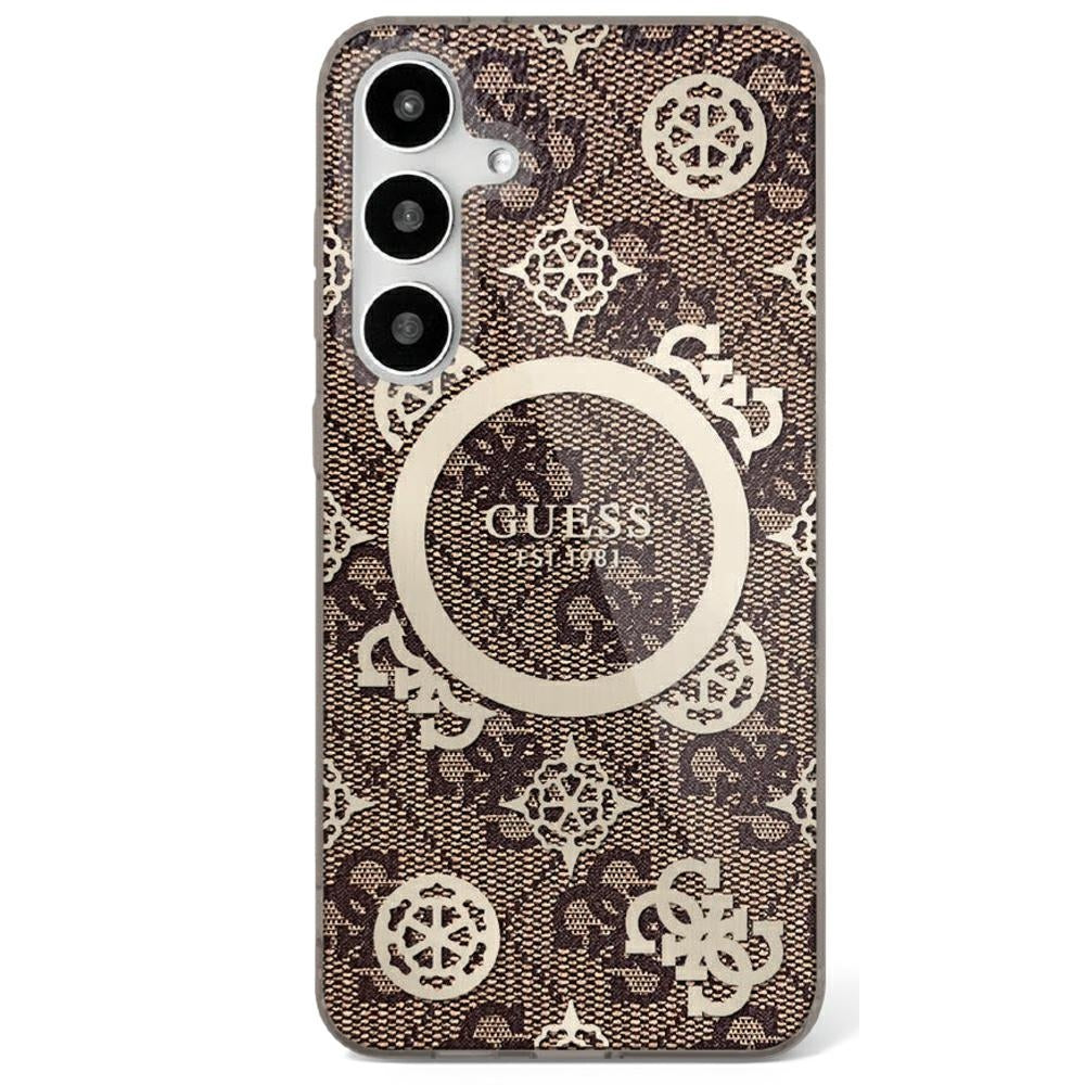 MagSafe-deksel for Samsung Galaxy S25 S931, Guess, IML Peony On 4G Background, Brun